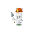 Cartoon character design of white plastic tube work as a miner