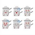 Cartoon character of double boiler with sleepy expression