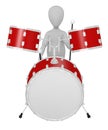 Cartoon character with drum set (bass and tom toms