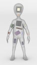 Cartoon character with electronic parts inside Royalty Free Stock Photo
