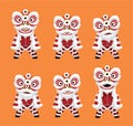 Chinese Lion Mask Dance Animation Cartoon Vector Illustration Royalty Free Stock Photo