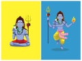 Hindu God Shiva Sitting Dance Cartoon Vector Illustration