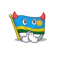 Cartoon character of flag rwanda on a Devil gesture design