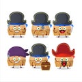 Cartoon character of food pack with various pirates emoticons