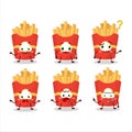 Cartoon character of french fries with what expression