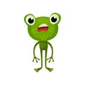 Cartoon character of frog with shocked face expression. Green amphibian animal with big head. Flat vector design for Royalty Free Stock Photo