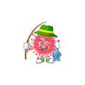 Cartoon character of funny Fishing coronavirus emergency