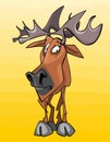 Cartoon character funny moose watching in amazement