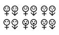 Cartoon character gender, set of 6 faces