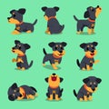 Cartoon character german hunting terrier dog set