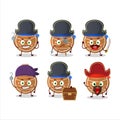 Cartoon character of gingerbread light blub with various pirates emoticons