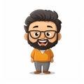 Cartoon Character With Glasses And Beard: Cute Minimalist Richard Emoji