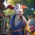 cartoon character goat in human clothes, generative AI Royalty Free Stock Photo