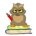 Cartoon character graduation owl with glasses.