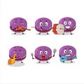 Cartoon character of grapes dorayaki playing some musical instruments