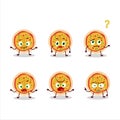 Cartoon character of greek pizza with what expression