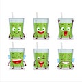 Cartoon character of green apple juice with smile expression Royalty Free Stock Photo