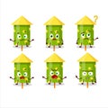 Cartoon character of green firecracker with what expression Royalty Free Stock Photo