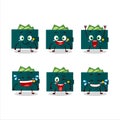 Cartoon character of green wallet with smile expression