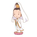 Cartoon Guanyin, Chinese goddess of mercy. Royalty Free Stock Photo