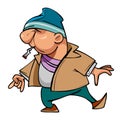 Cartoon character guy thug with a cigarette in his mouth