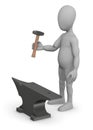 Cartoon character hammering with anvil Royalty Free Stock Photo