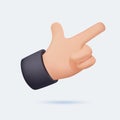 Cartoon character hand pointing gesture. Show one finger, index finger. Indicating, showing something above. 3d emoji. Royalty Free Stock Photo