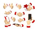 Cartoon character hand shows finger gestures. 3d render santa hands. Vector illustration