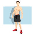 Cartoon character handsome man, muscular man, athletic body man,