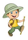Cartoon character of the happy walking boy.