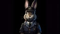 Cartoon character hare in uniform, generative AI.