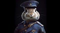 Cartoon character hare in uniform, generative AI.