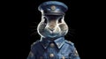 Cartoon character hare in uniform, generative AI.