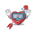 Cartoon character of heart and arrow wearing Diving glasses
