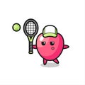 Cartoon character of heart symbol as a tennis player