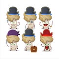 Cartoon character of hedgehog mushroom with various pirates emoticons