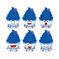 Cartoon character of ice cream blueberry cup with smile expression