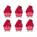 Cartoon character of ice cream raspberry cup with sleepy expression