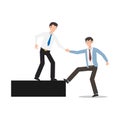 Cartoon character illustration of business friend helping each other. Business man giving hand to help. Flat design concept Royalty Free Stock Photo