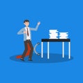 Cartoon character illustration of employee worker staff office dancing alone in the workplace. Flat design isolated on white