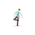 Cartoon character illustration of employee worker staff office playing football alone. Flat design isolated on white background