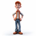 Cartoonish 3d Illustrator Man With Expressive Character And Terracotta Texture