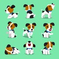 Cartoon character jack russell terrier dog set