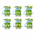 Cartoon character of kiwi smoothie with what expression