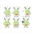 Cartoon character of kohlrabi with various chef emoticons