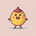 A cartoon character of a lemon with a happy face. Generative AI image. Royalty Free Stock Photo