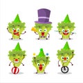 Cartoon character of lettuge with various circus shows