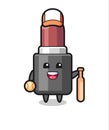 Cartoon character of lipstick as a baseball player Royalty Free Stock Photo