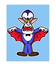 Cartoon character little funny fearsome vampire raised his hands to the sides Halloween