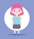 Cartoon character little girl pupil school uniform skirt